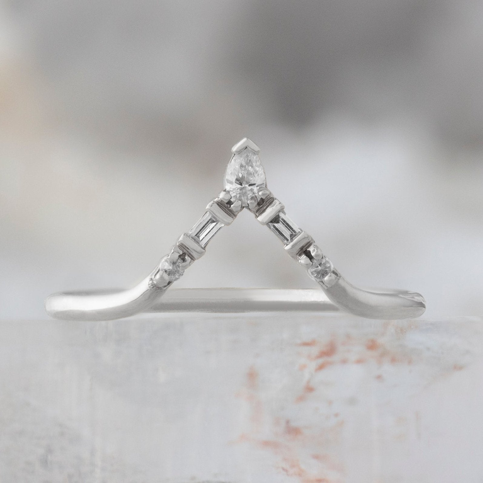 Alexis Russell Wedding Bands White Diamond Tiara Stacking Band | White Gold