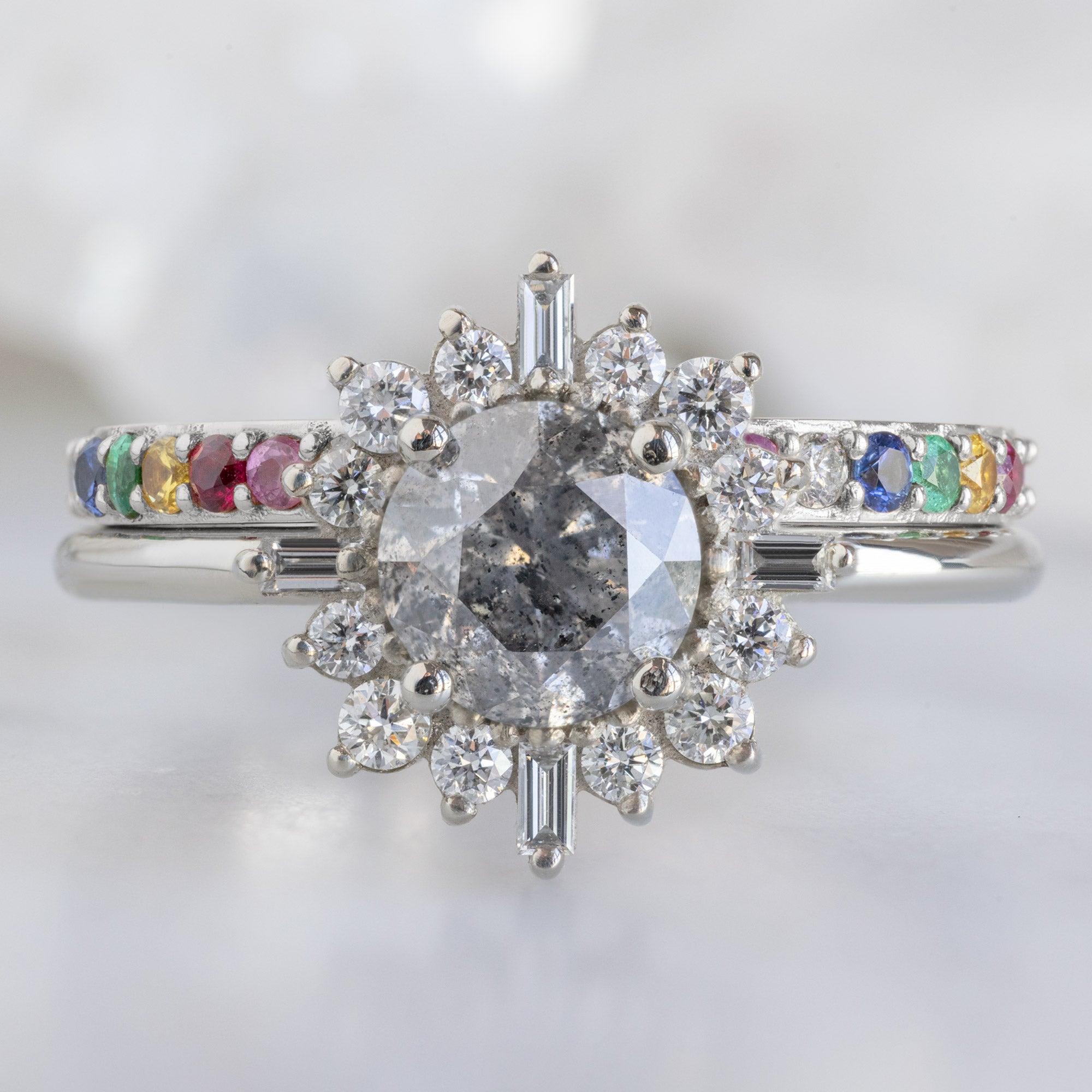 Alexis Russell Wedding Bands Rainbow Sapphire Pavé Eternity Band | Yellow, Rose or White Gold
