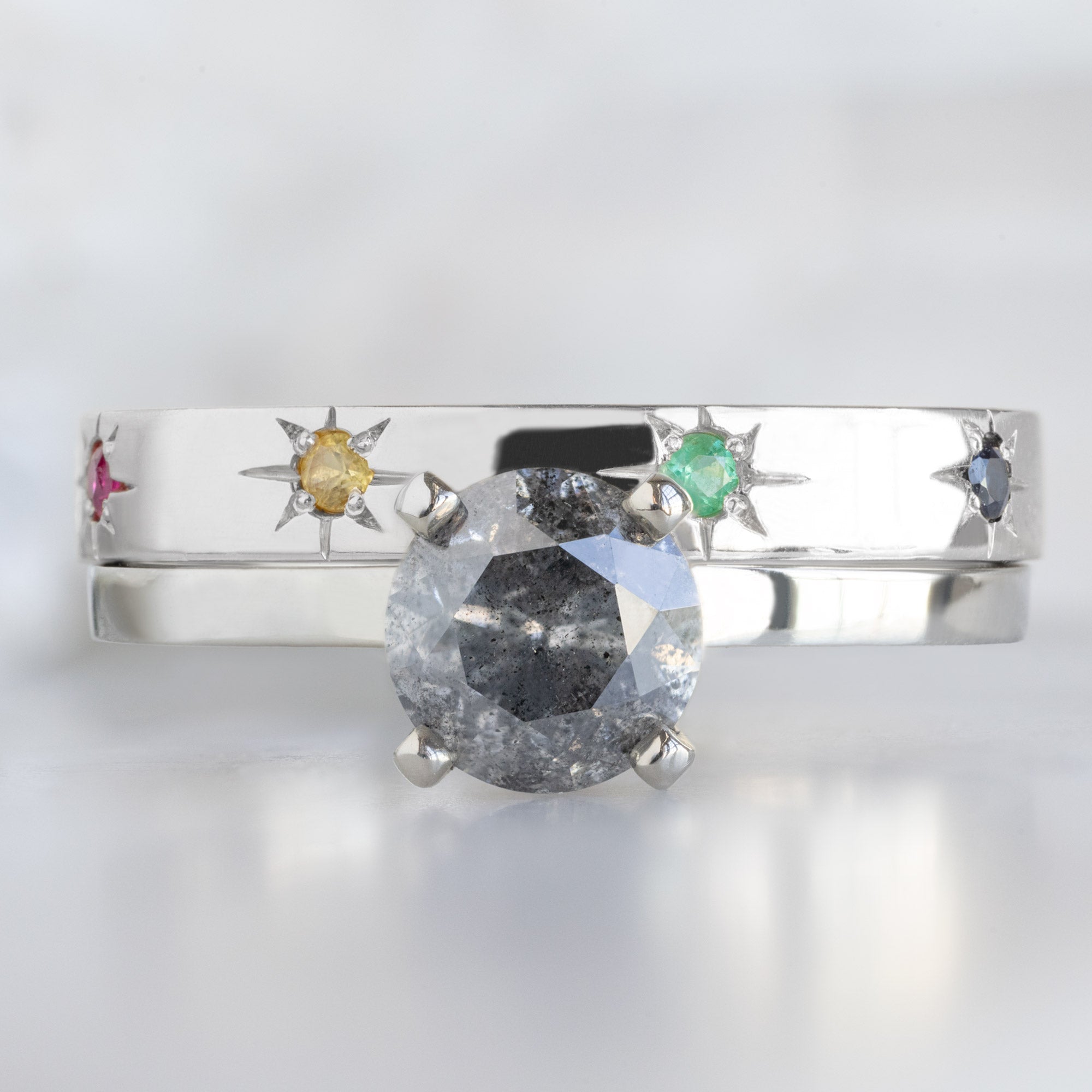Alexis Russell Wedding Bands Star-Set Rainbow Sapphire Band | Yellow, Rose or White Gold