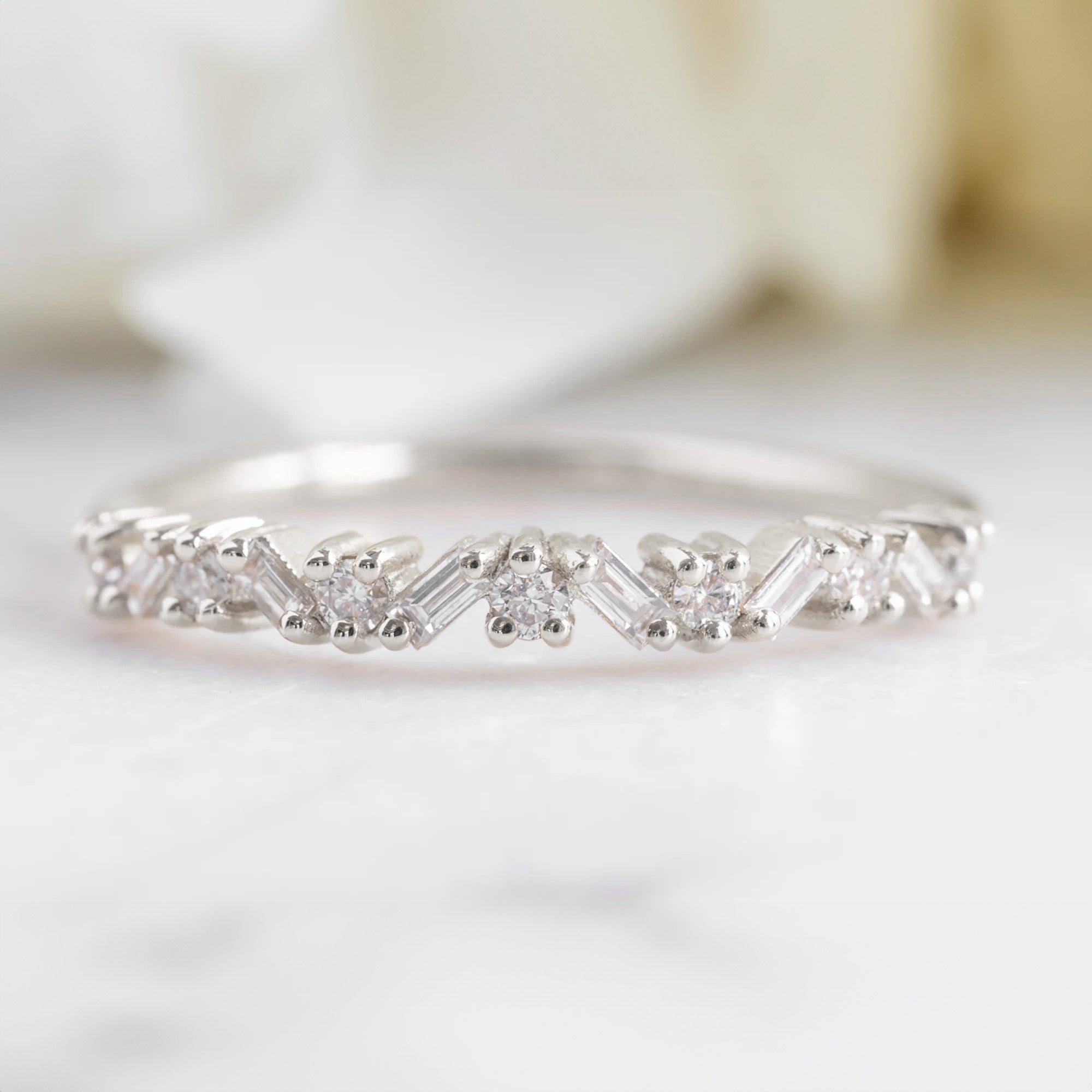 Alexis Russell Wedding Bands The Baguette Confetti Wedding Band | White Gold