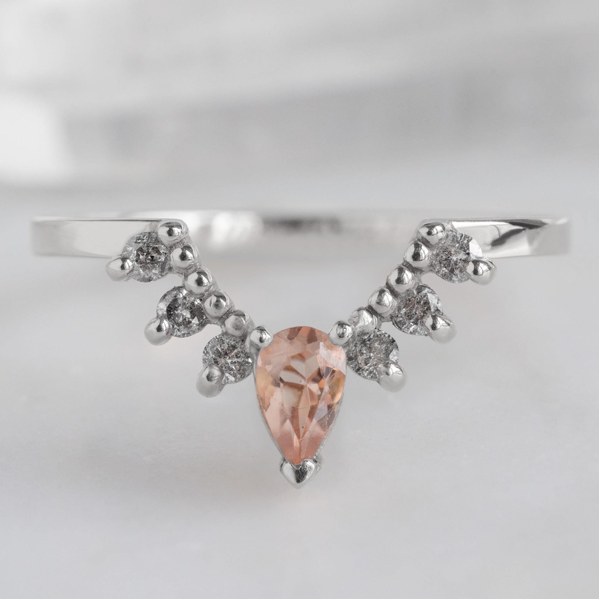 Alexis Russell  Wedding Bands Sunstone + Salt and Pepper Diamond Sunburst Stacking Band | Yellow, Rose or White Gold