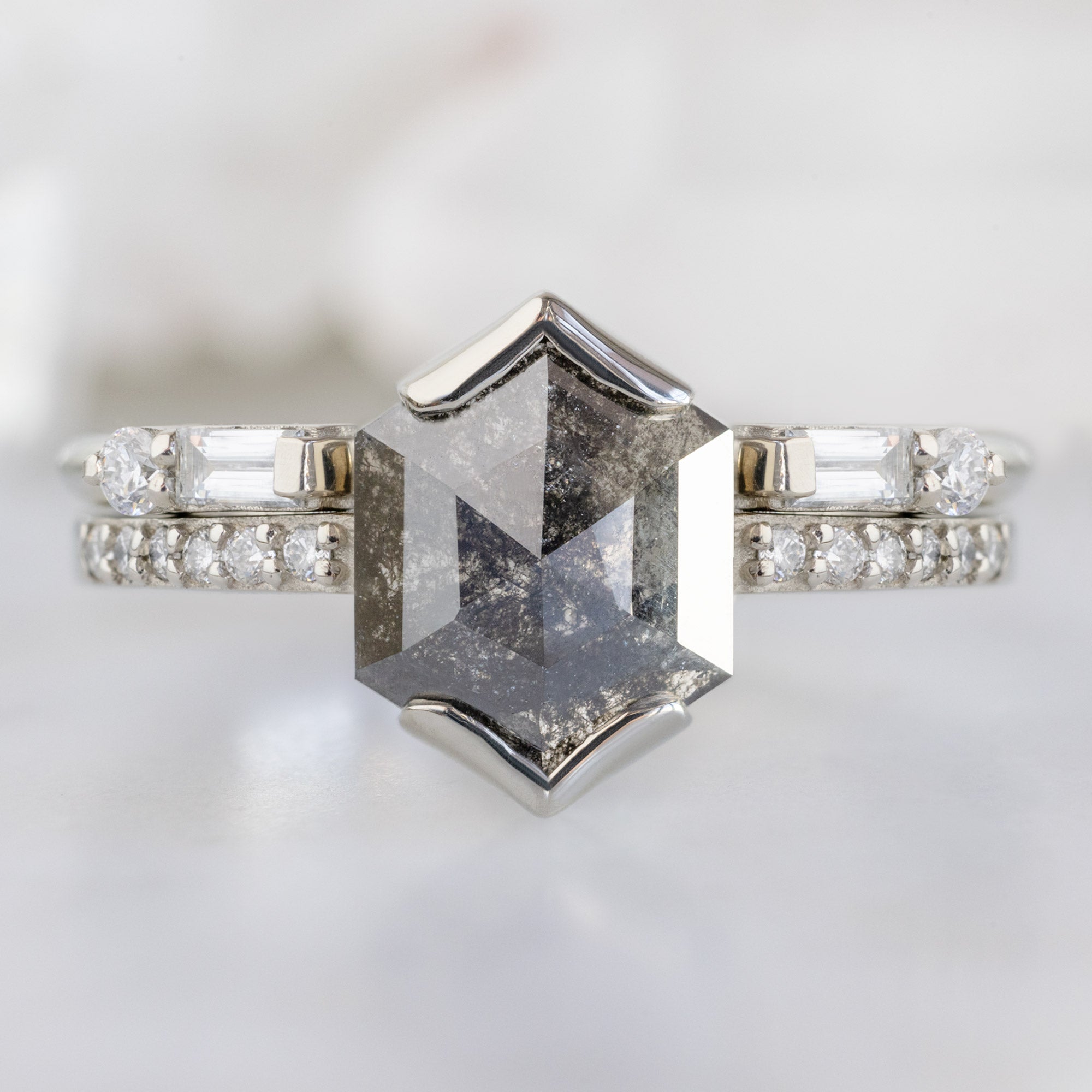 Alexis Russell  Wedding Bands The Luxe Open Cuff Baguette White Diamond Stacking Band | Yellow, Rose or White Gold