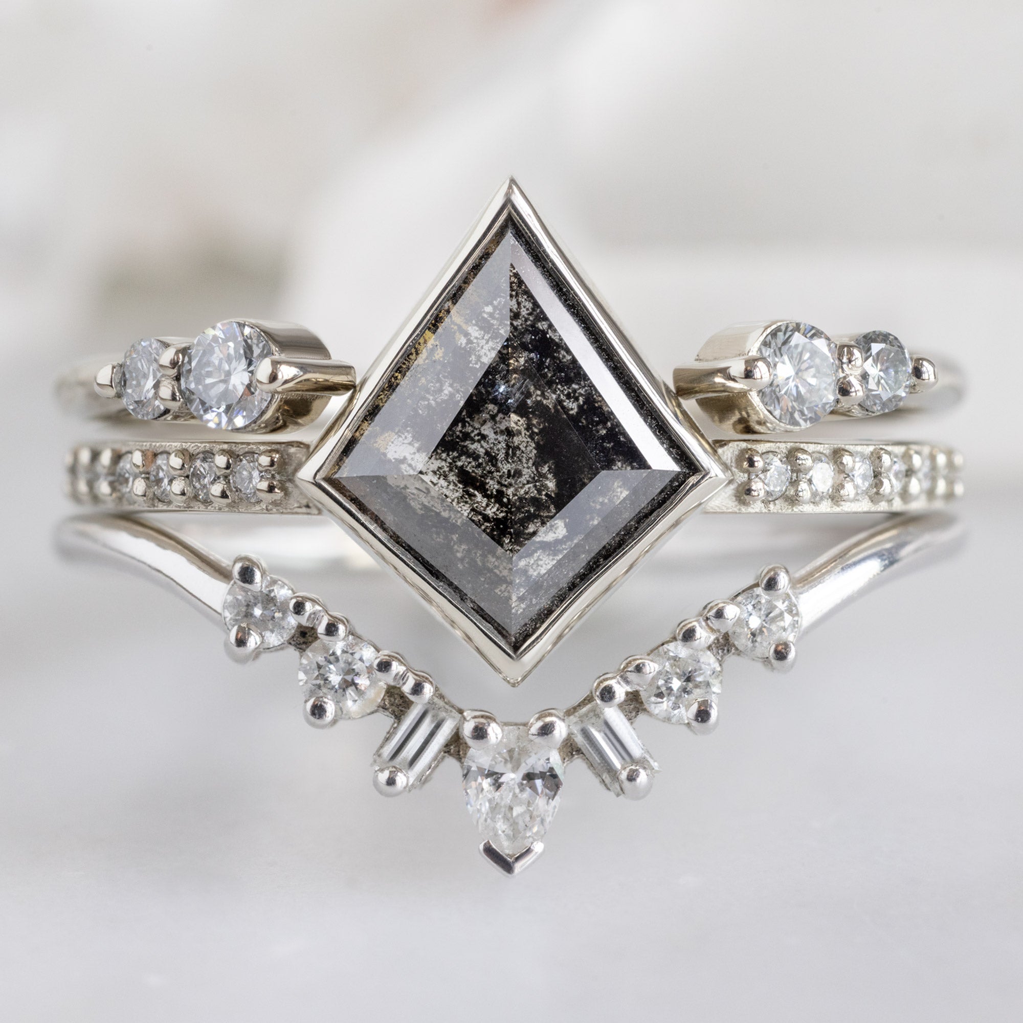 Alexis Russell  Wedding Bands The Luxe Open Cuff Round White Diamond Stacking Band | Yellow, Rose or White Gold