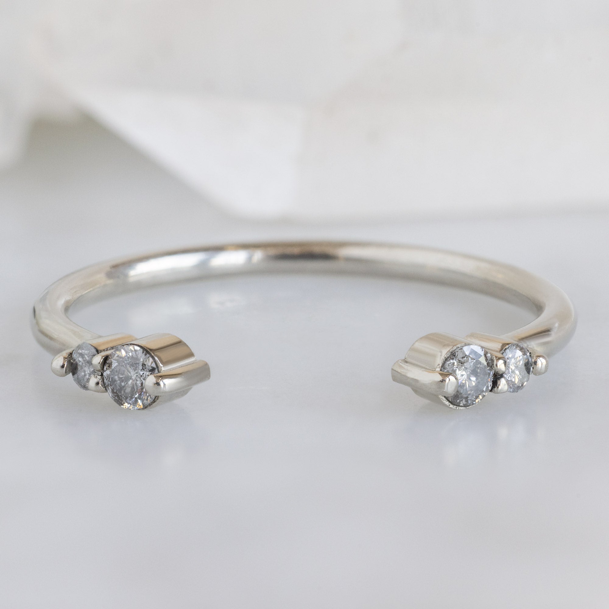 Alexis Russell  Wedding Bands The Luxe Open Cuff Round Salt and Pepper Diamond Stacking Band | Yellow, Rose or White Gold