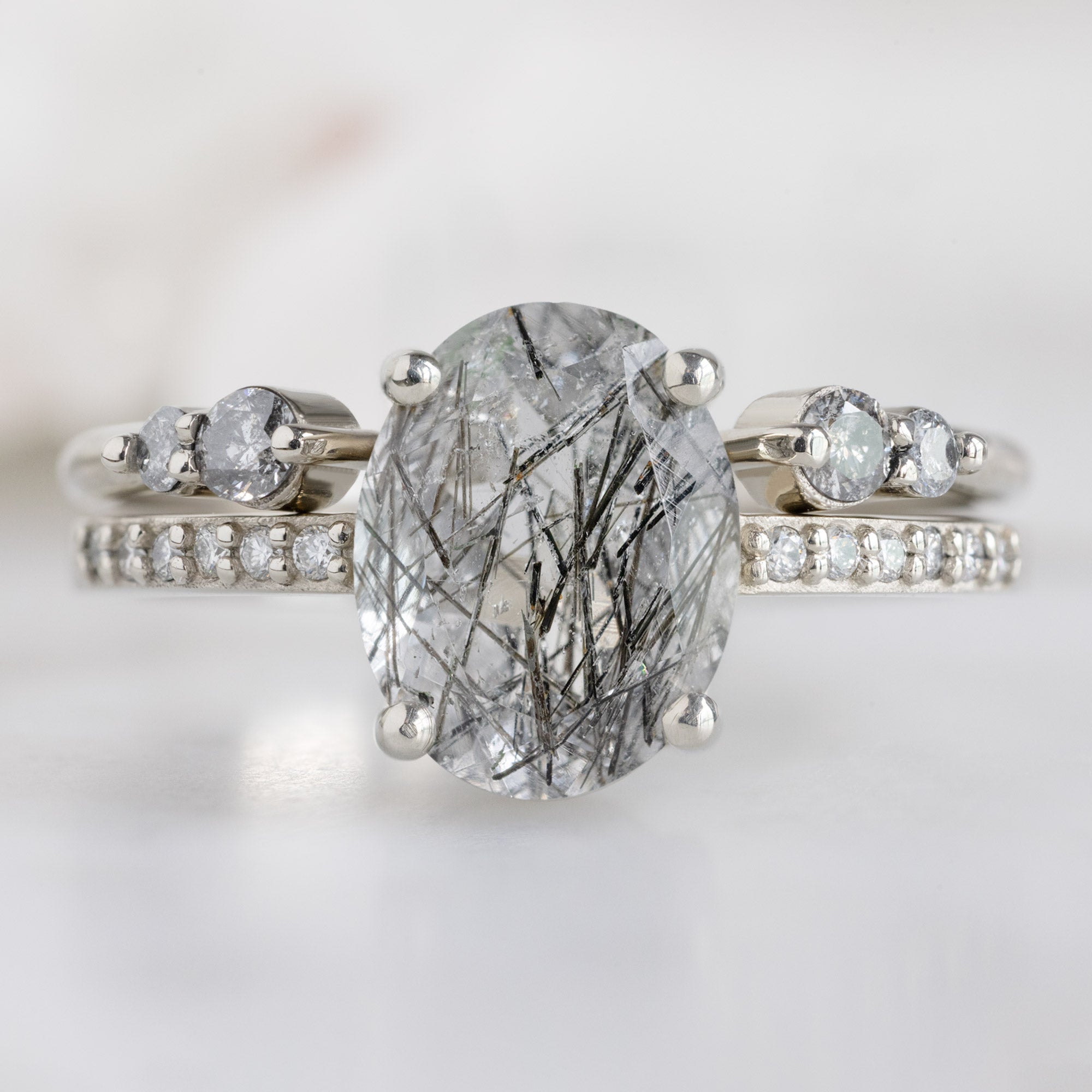 Alexis Russell  Wedding Bands The Luxe Open Cuff Round Salt and Pepper Diamond Stacking Band | Yellow, Rose or White Gold