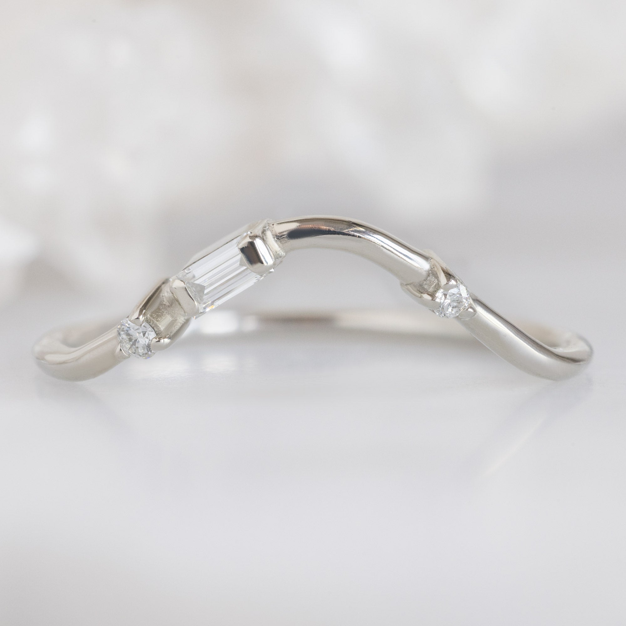 Alexis Russell  Wedding Bands Asymmetrical Baguette Diamond Arc Stacking Band | Yellow, Rose or White Gold