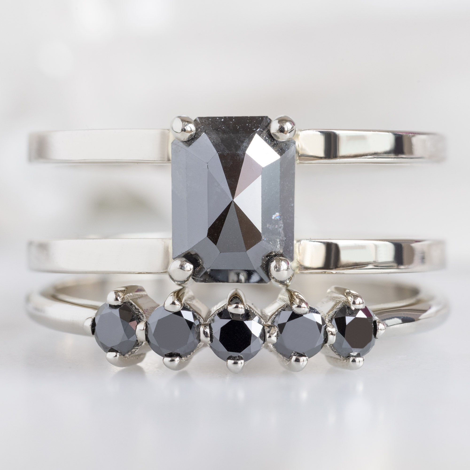 Alexis Russell  Wedding Bands The Sequent Black Diamond Wedding Band | Yellow, Rose or White Gold
