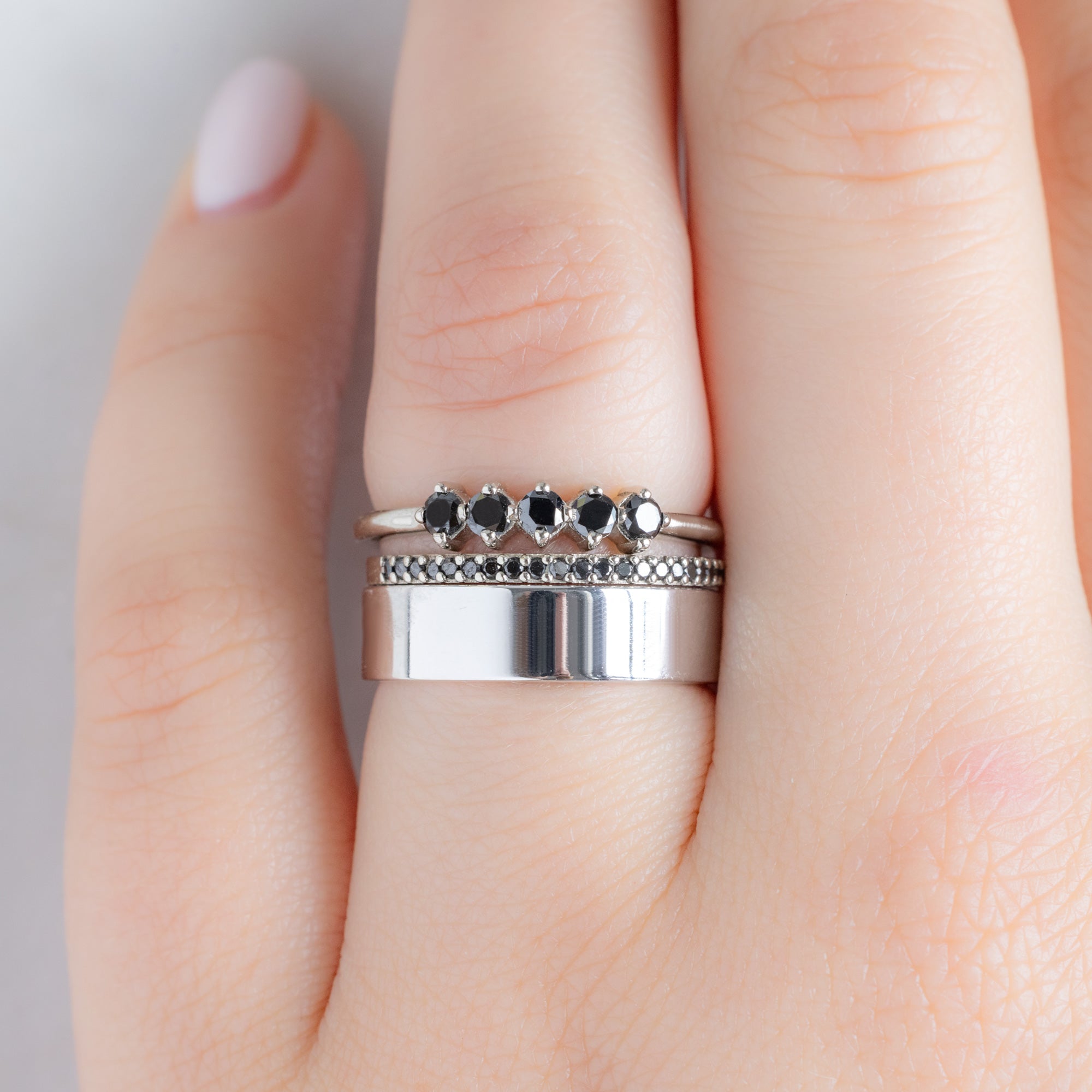 Alexis Russell  Wedding Bands The Sequent Black Diamond Wedding Band | Yellow, Rose or White Gold