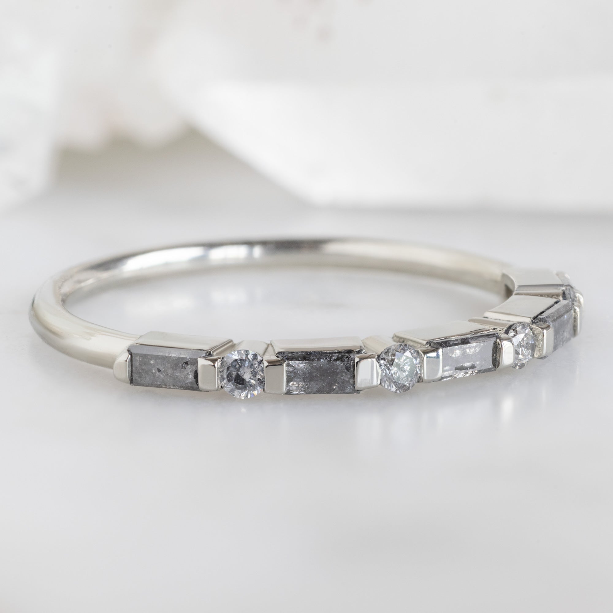 Alexis Russell  Wedding Bands The Luxe Baguette Salt and Pepper Diamond Eternity Band | Yellow, Rose or White Gold