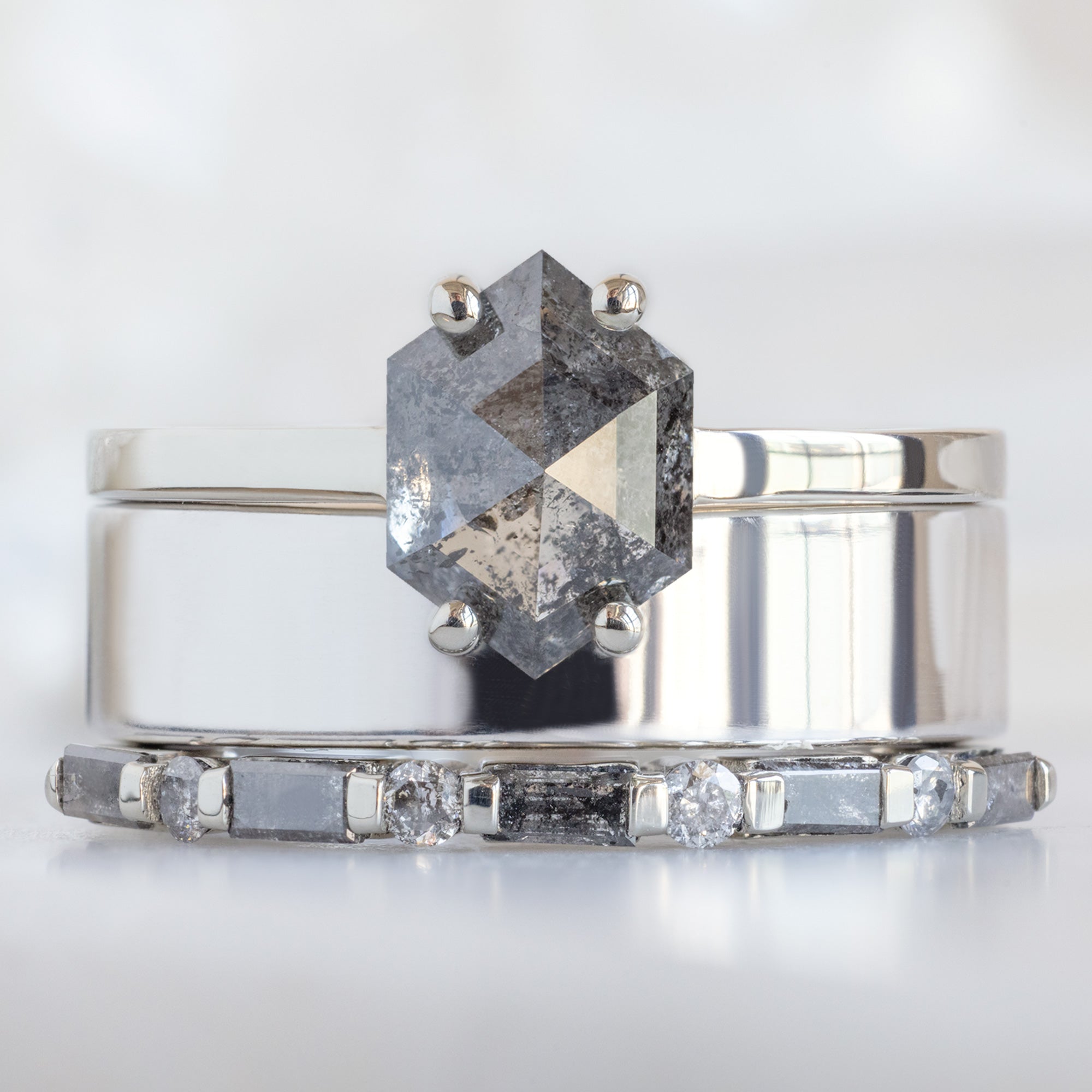 Alexis Russell  Wedding Bands The Luxe Baguette Salt and Pepper Diamond Eternity Band | Yellow, Rose or White Gold