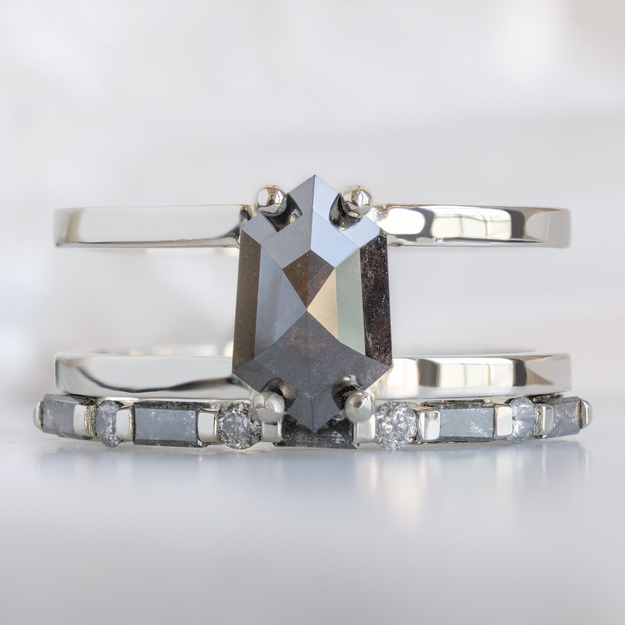 Alexis Russell  Wedding Bands The Luxe Baguette Salt and Pepper Diamond Eternity Band | Yellow, Rose or White Gold