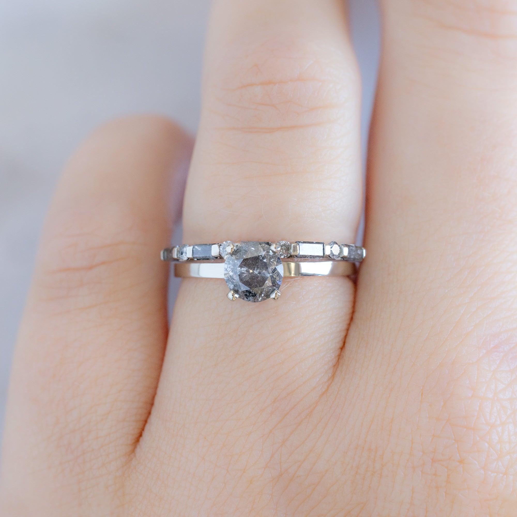 Alexis Russell  Wedding Bands The Luxe Baguette Salt and Pepper Diamond Eternity Band | Yellow, Rose or White Gold