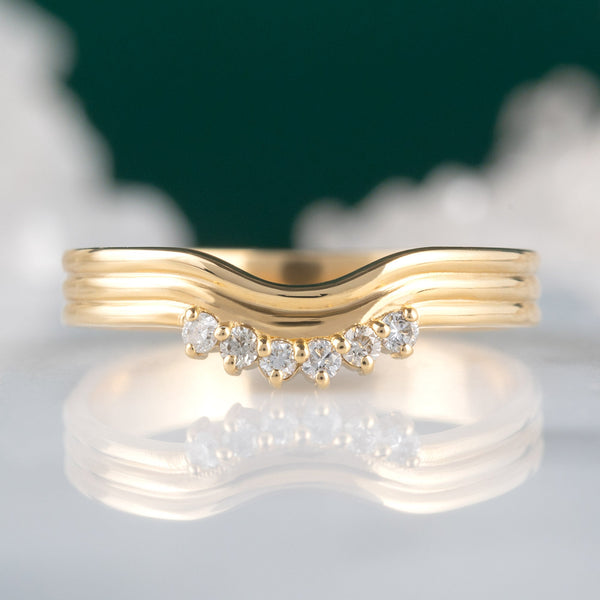 Alexis Russell Wedding Bands The Stratum Arc Stacking Band with Lab Grown Diamonds | Yellow Gold