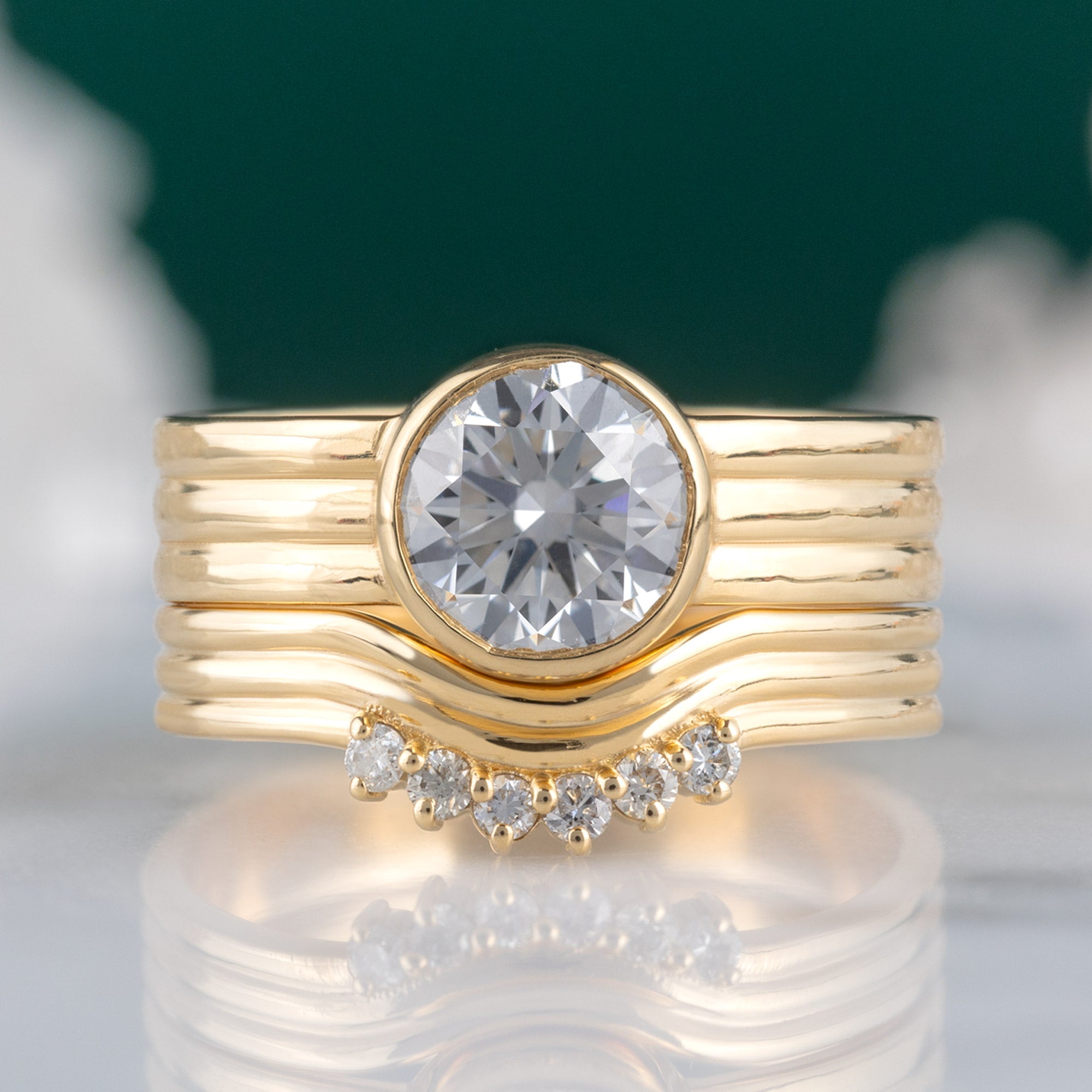 Alexis Russell Wedding Bands The Stratum Arc Stacking Band with Lab Grown Diamonds | Yellow Gold