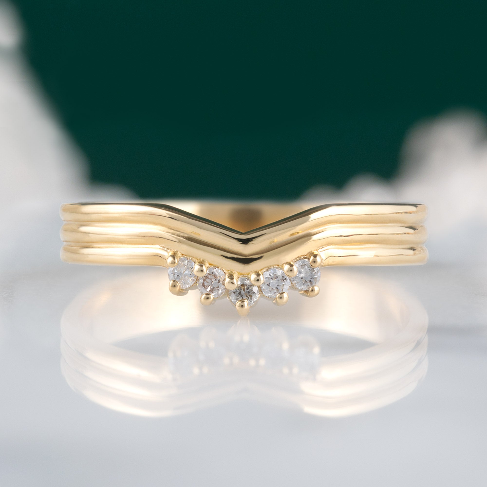 Alexis Russell Wedding Bands The Stratum Peak Stacking Band with Lab Grown Diamonds | Yellow Gold