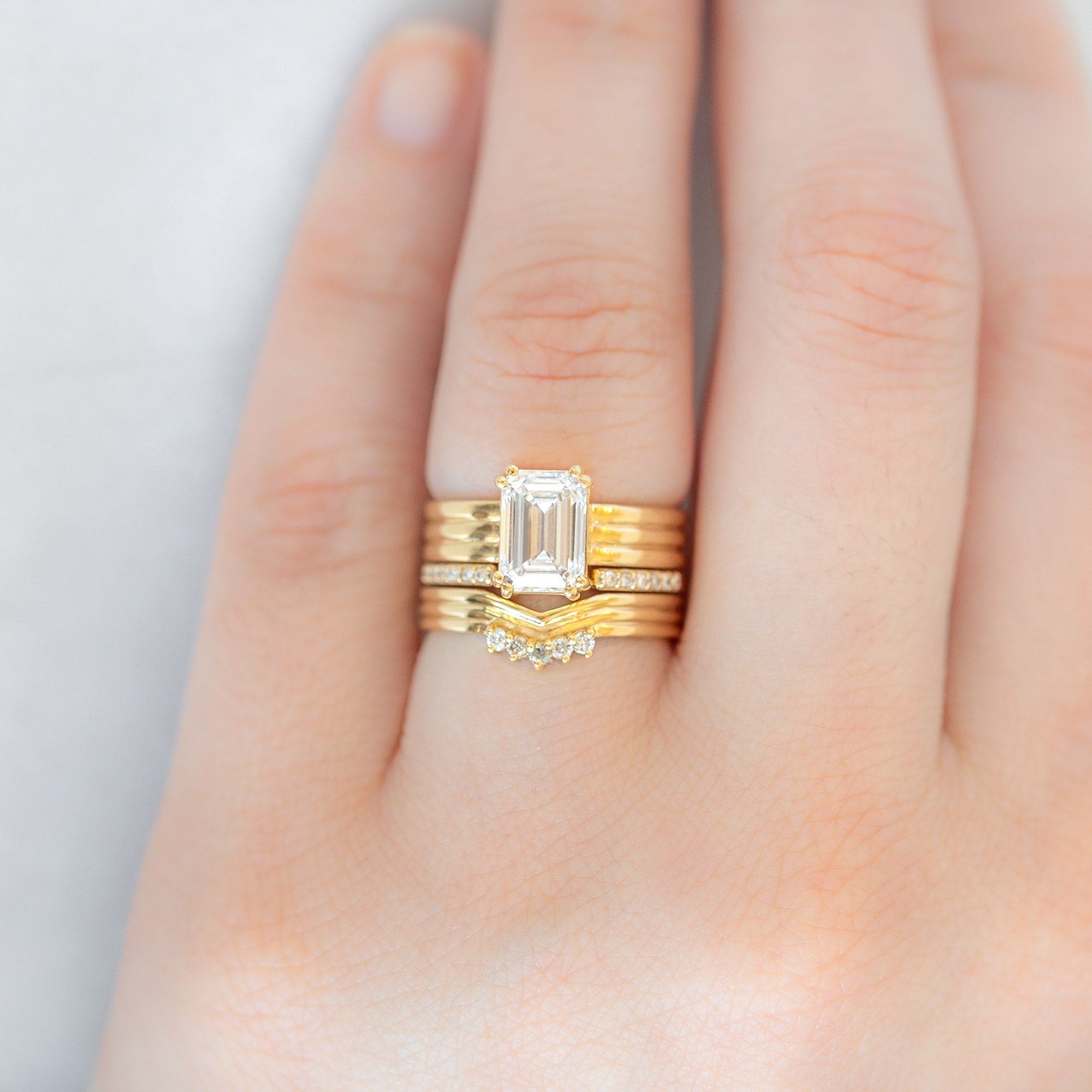Alexis Russell Wedding Bands The Stratum Peak Stacking Band with Lab Grown Diamonds | Yellow Gold