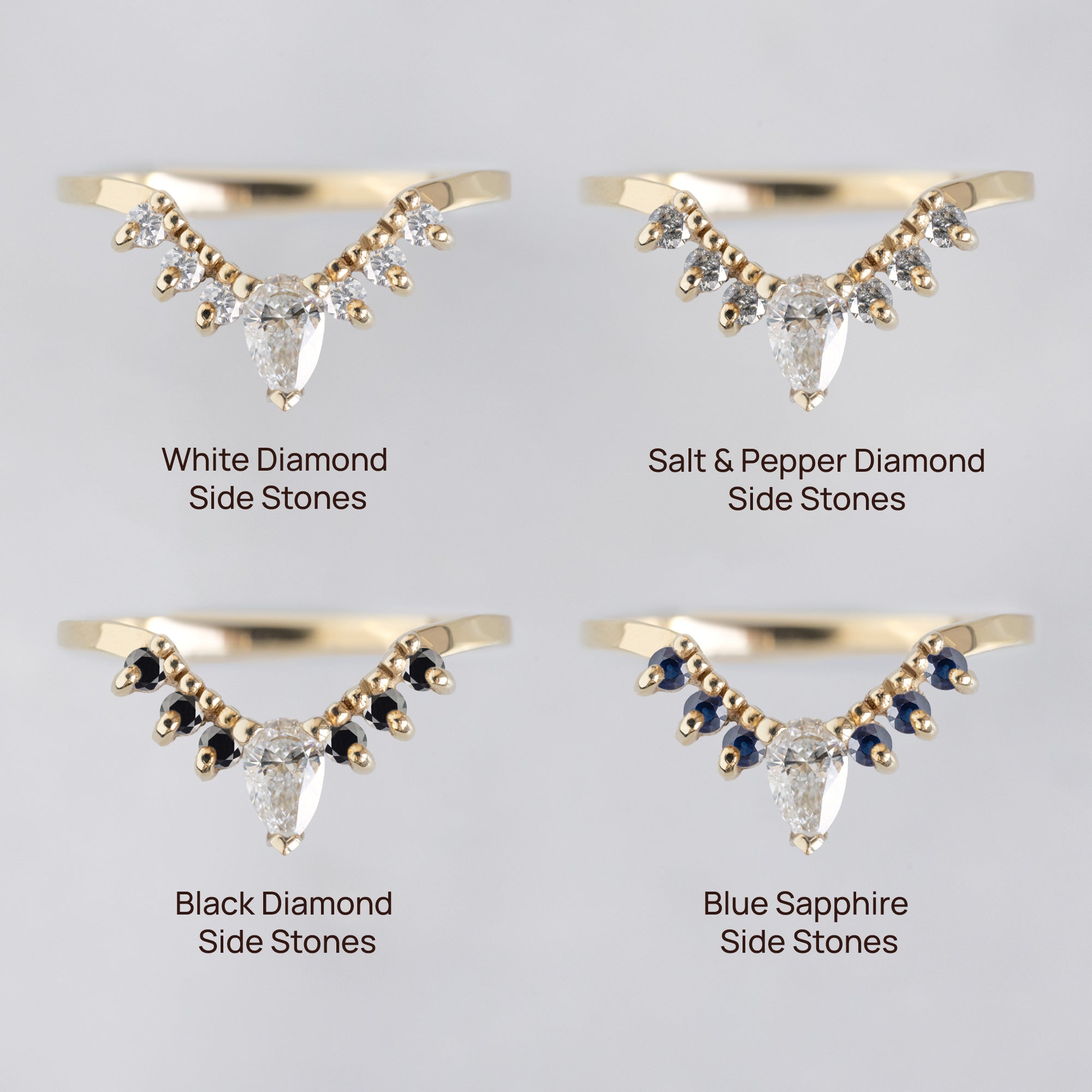Alexis Russell Wedding Bands White Diamond Sunburst Stacking Band | Choose Your Side Stones