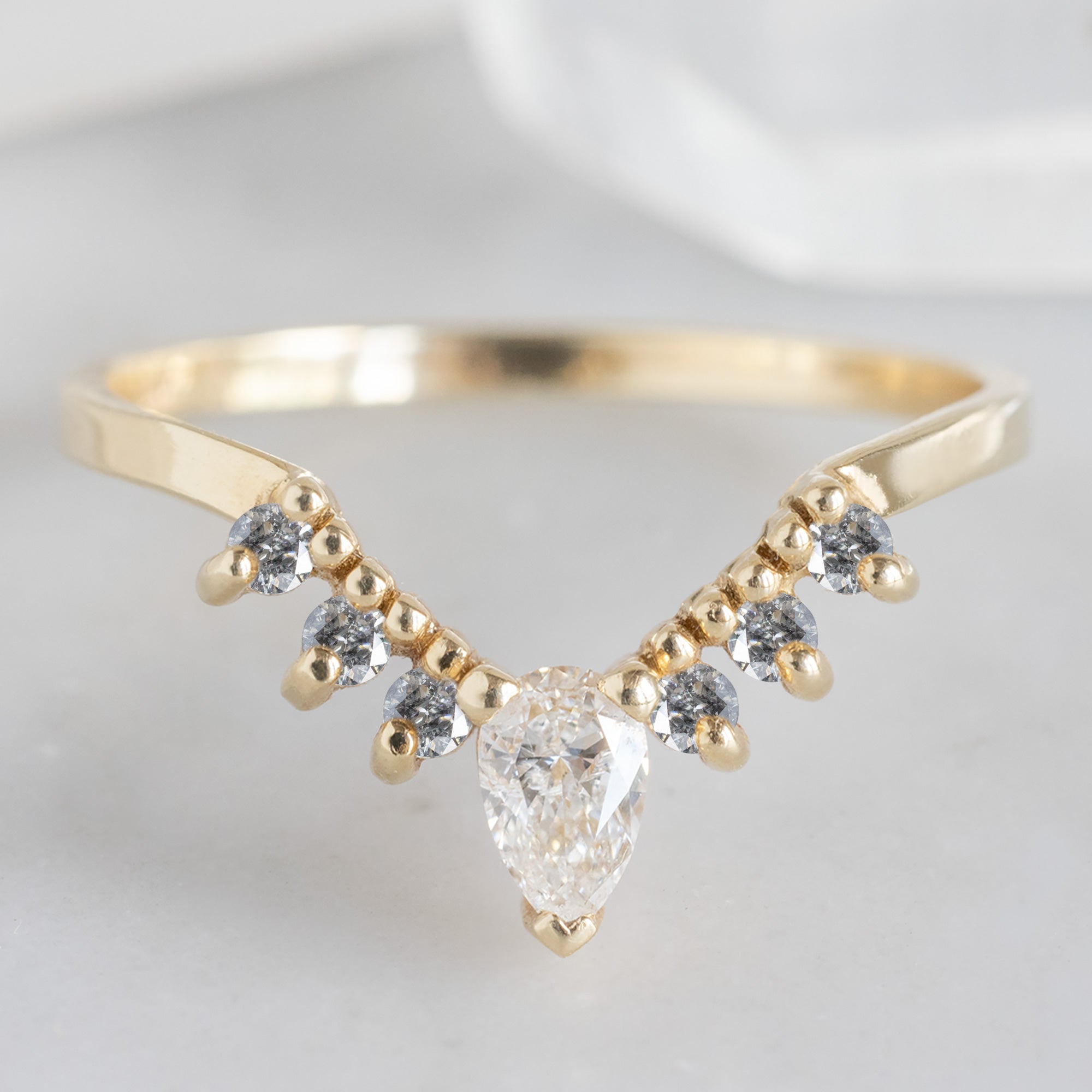 Alexis Russell Wedding Bands White Diamond Sunburst Stacking Band | Choose Your Side Stones
